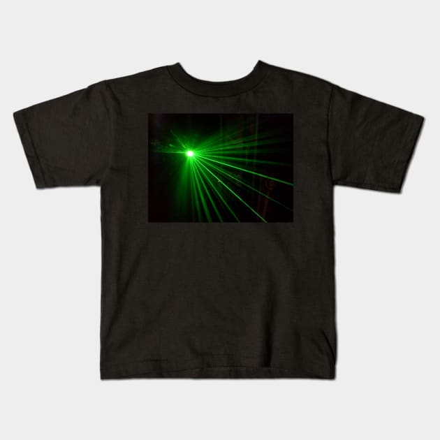 GREEN LASER LIGHT UFO Kids T-Shirt by neilstuartcoffey